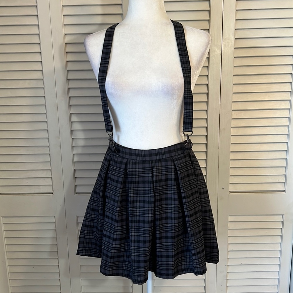 Hot Topic Goth Lolita Plaid Pleated Schoolgirl Skirt With Suspenders- Size S/M